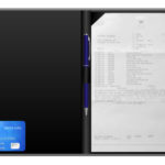 custom leather check presenter displays the check and holds a credit card and a pen